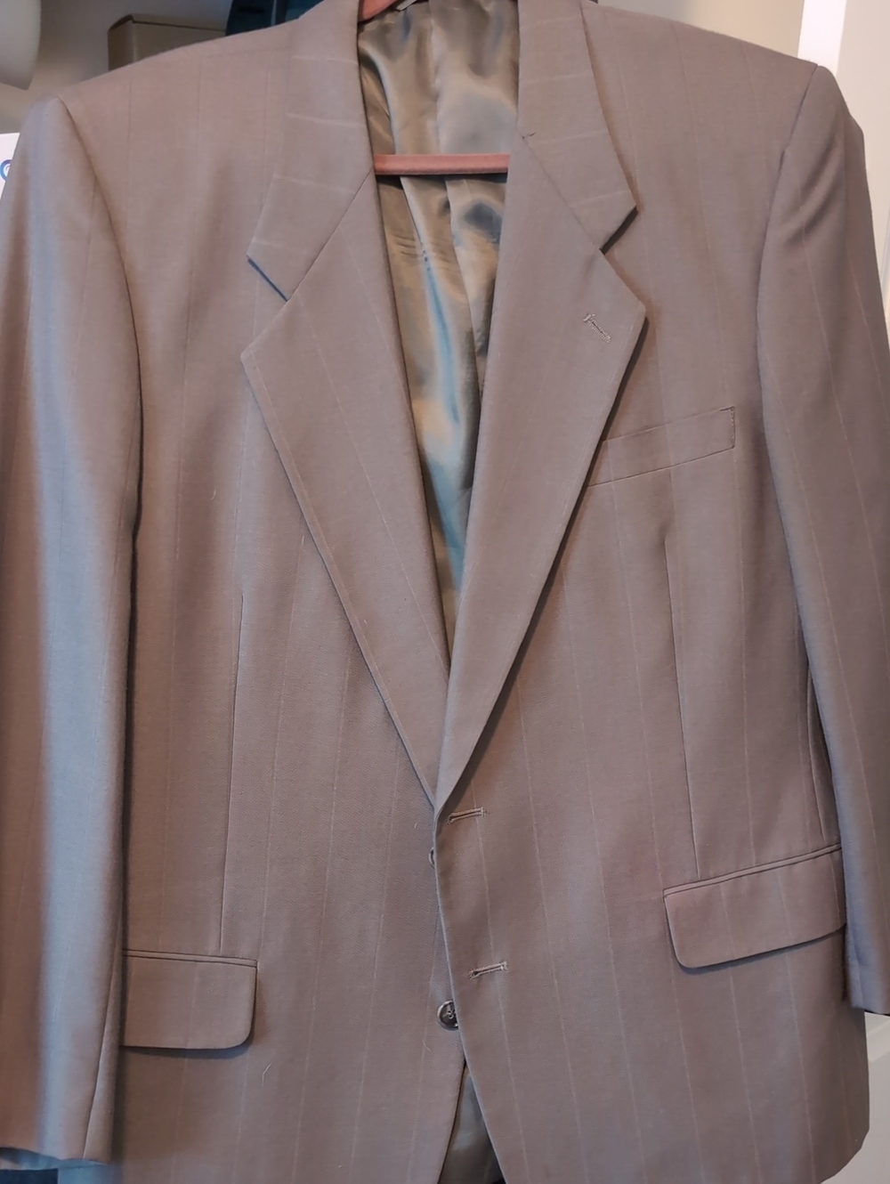 Classic Men's Green Pinstripe Two-Button Blazer